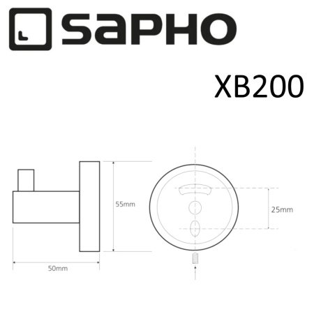 Крючок Sapho X-ROUND BLACK XB200 черный