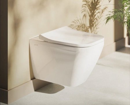 Комплект подвесной безободковый унитаз VitrA Integra Square, система инсталляции VitrA V12, кнопка Loop T матовый хром, тонкое сиденье микролифт