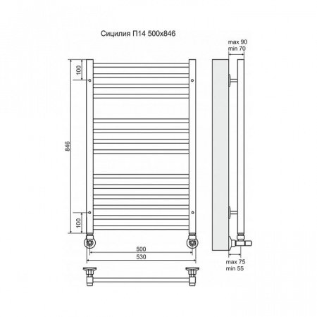 Полотенцесушитель водяной Terminus Сицилия П14 500x846