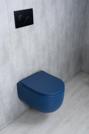 Унитаз подвесной безободковый GID Tr2133TF-BUM синий матовый, с сиденьем микролифт