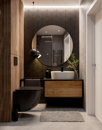 Унитаз подвесной безободковый AQUAme AQM2002MB черный матовый, с сиденьем микролифт