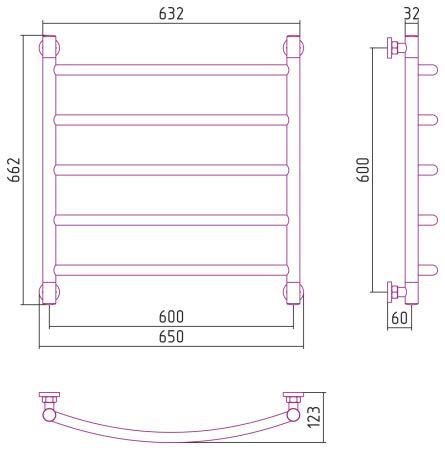 Полотенцесушитель водяной Сунержа Галант+ 60х60 хром