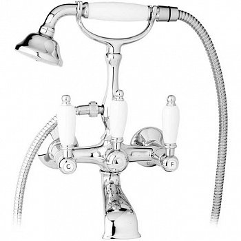 Смеситель для ванны Cezares First VD ручки Белые Хром