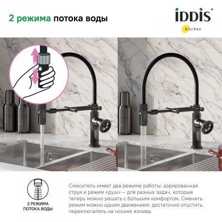Смеситель для кухни IDDIS Grange GRAGMFLi05 графит/черный
