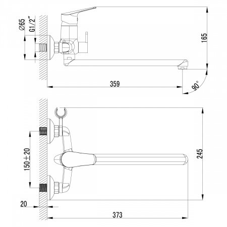 Смеситель для ванны с душем Lemark Partner LM6551C хром
