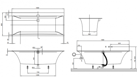 Квариловая ванна Villeroy & Boch Squaro Edge 12 UBQ180SQE2DV-01 alpin
