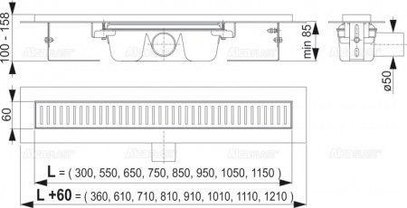 Душевой лоток AlcaPlast APZ1-850 с опорами