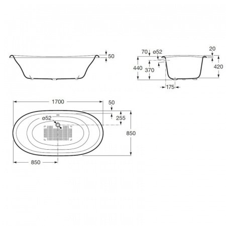 Чугунная ванна Roca Newcast  233650007 170x85 см белая