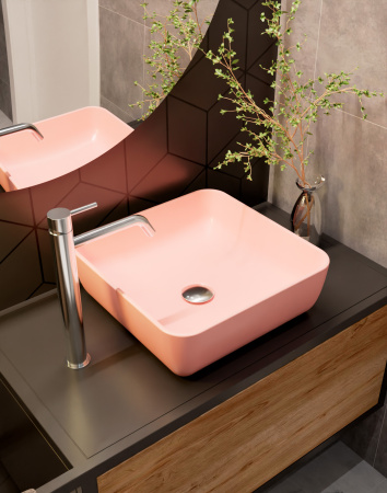 Раковина накладная 39см AQUAme AQM5011MP розовый матовый