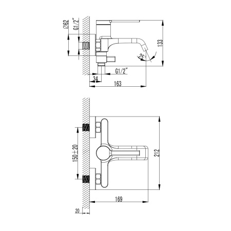 Смеситель для ванны с душевым набором AQUAme Asti AQM6412CR хром