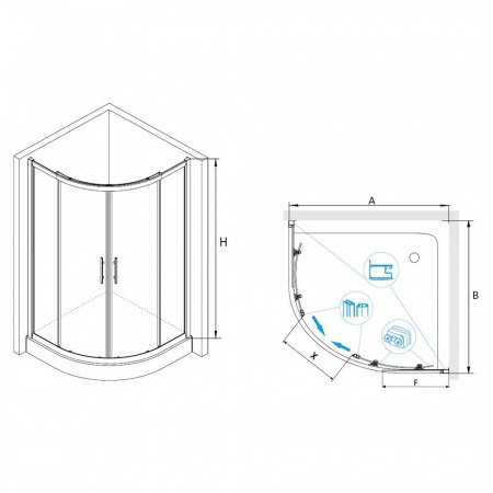 Душевой угол RGW Hotel 80x80x195 профиль хром, стекло прозрачное