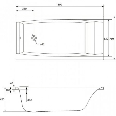 Ванна прямоугольная Cersanit VIRGO 150x75