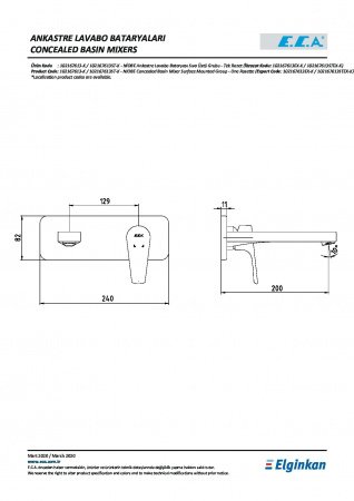 Смеситель для раковины E.C.A Niobe 102167613EX-K хром
