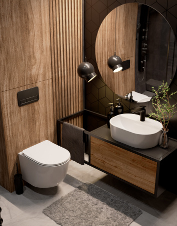 Унитаз подвесной безободковый AQUAme AQM2002PRO белый, с сиденьем микролифт