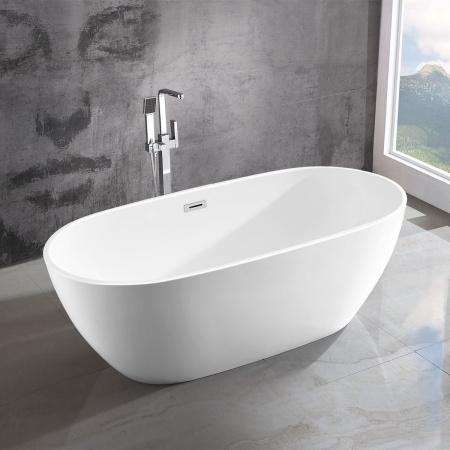 Ванна акриловая Vincea VBT-408-1700, 1700*815*580, цвет белый, слив-перелив в комплекте, хром