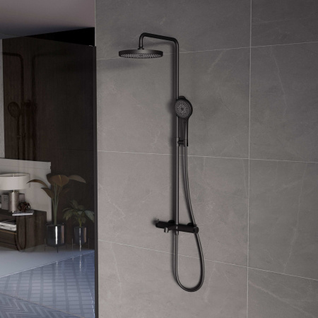 Душевая стойка со смесителем Vincea Rim VSFS-2RM1MB черный матовый