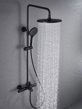 Душевая стойка с термостатом Vincea Esse VSFS-1E1TMB черный матовый