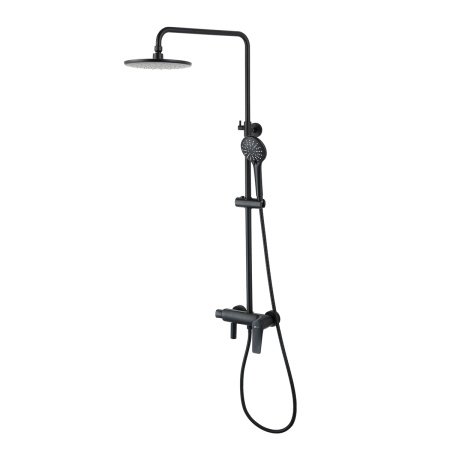 Душевая стойка со смесителем Lemark Bronx LM3762BL черный матовый
