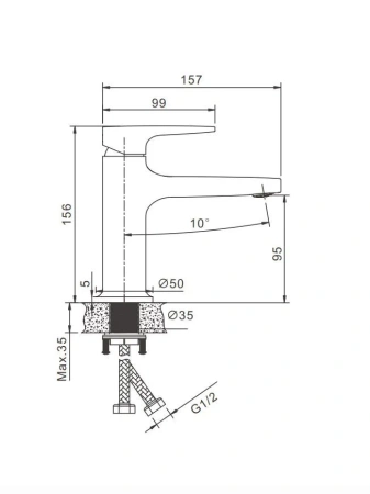 Смеситель для раковины BELZ B10713-7, черный матовый