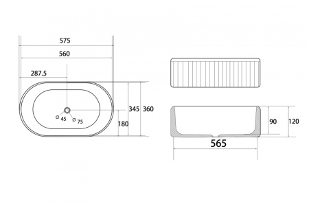 Раковина накладная 57см ABBER BEQUEM AC2116 белый