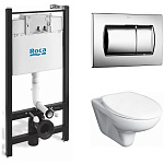 Комплект унитаза с инсталляцией Roca Mateo 893100010 с сиденьем Микролифт с клавишей смыва Хром