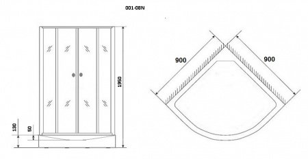 Душевой угол Niagara NG-001-08N 90x90x195 профиль хром, стекло с узором