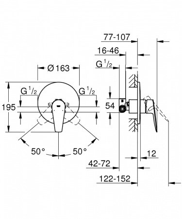 Смеситель для душа Grohe BauEdge New 29078001 хром