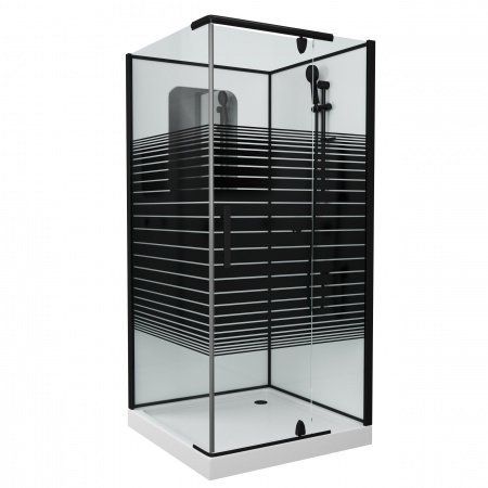 Душевая кабина Grossman GR271QR 90x90x205 профиль черный, стекло прозрачное с узором
