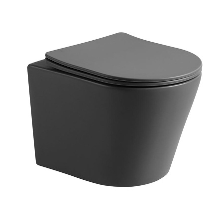 Унитаз подвесной безободковый Vincea Piatti VT1-11SMA антрацит матовый, с сиденьем микролифт