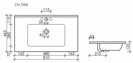 Раковина накладная 81см Ceramica Nova Element CN7005 белый