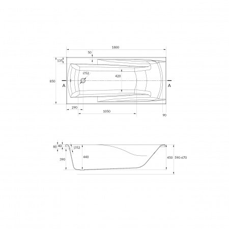 Ванна прямоугольная Cersanit ZEN 180x85