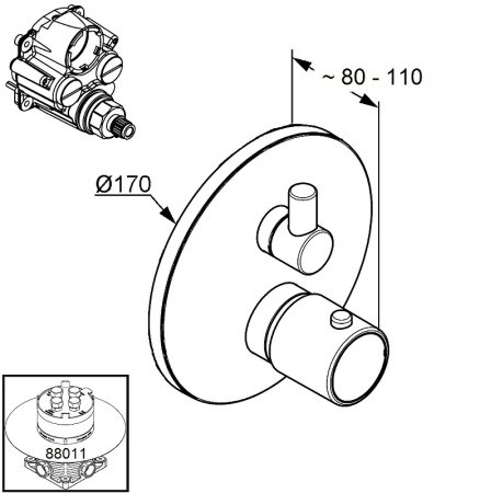 Встраиваемая душевая система с термостатом Kludi Zenta 389300545 хром