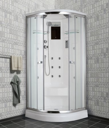 Душевая кабина Timo Lux T-7701 100x100x220 профиль хром глянцевый, стекло прозрачное