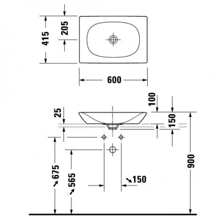 Раковина накладная 60см Duravit Viu 2358600000 белый