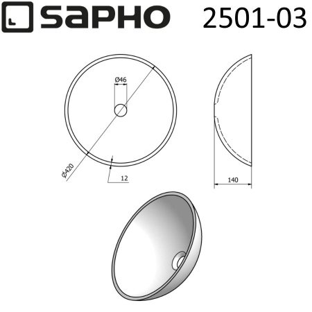 Раковина накладная 42см SAPHO BEAUTY 2501-03 коричневый