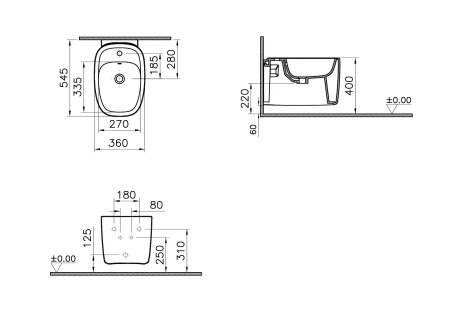 Биде подвесное VitrA Plural 7831B403-0288 белый