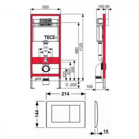 Готовое решение для подвесных унитазов TECE Profil K440200 белый