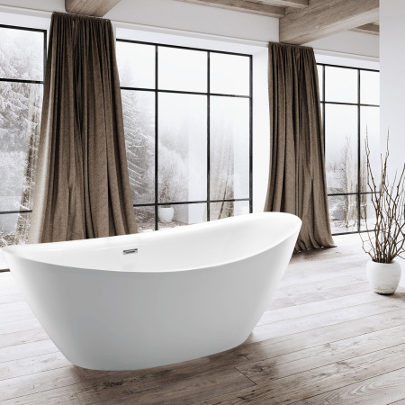 Ванна акриловая Vincea VBT-203, 1800*850*650, цвет белый, слив-перелив в комплекте, хром