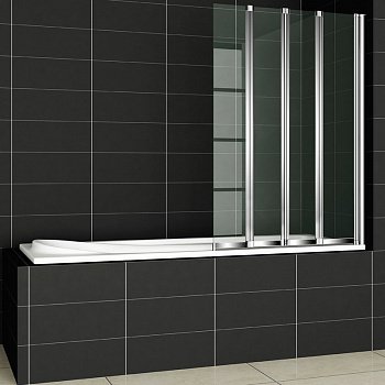 Шторка на ванну Cezares Pratico V-4 100x140 профиль Хром стекло прозрачное