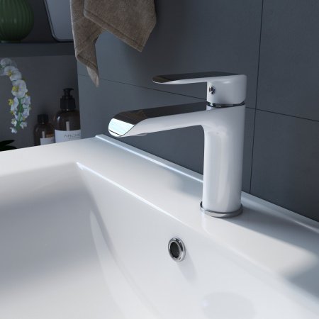 Смеситель для раковины IDDIS Calipso CALSB00i01 хром глянцевый/белый