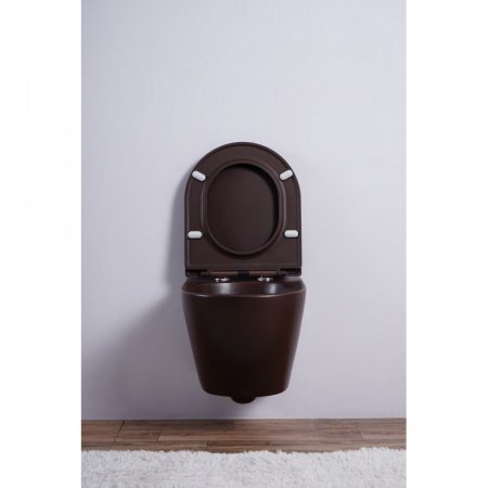 Унитаз подвесной Esbano AZALEA коричневый матовый, с сиденьем микролифт