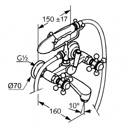 Смеситель для ванны с душем Kludi Adlon 514414520 золото