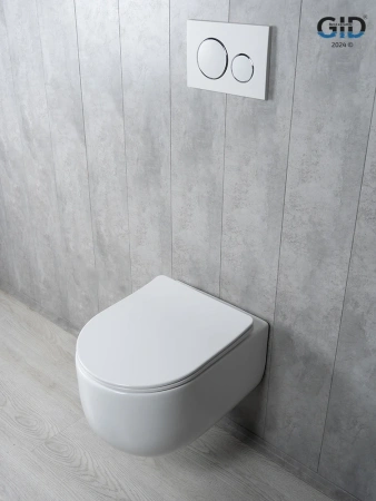 Унитаз подвесной безободковый GID Tr2133TF белый с сиденьем микролифт