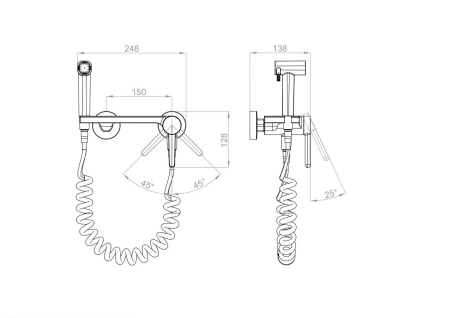 Гигиенический душ со смесителем D&K Bayern DA1504545 черный матовый