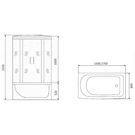 Душевая кабина Timo Eco TE-0750 148x80x215 профиль белый, стекло рифленое