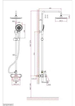 Душевая система D&K Bayern.Fürth DA1523708B18, белый матовый