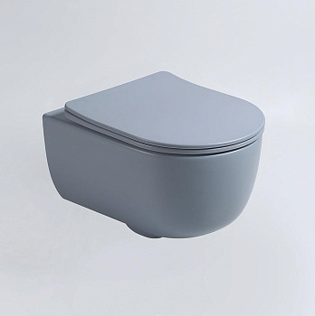 Унитаз подвесной безободковый Vincea Evo VT1-34SMO голубой матовый, с сиденьем микролифт