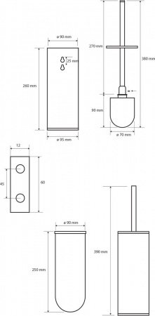 Туалетная щетка с держателем Bemeta Dark 102313060 Чёрный