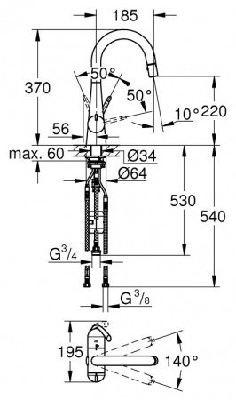 Смеситель для кухни Grohe Zedra 31203000 хром