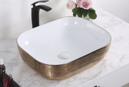 Раковина накладная 50см Gid D1302h132 белый/розовый/золотой